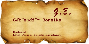 Gáspár Borsika névjegykártya